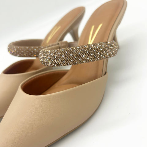 Mule Scarpin Vizzano 1122-886 Salto Baixo Bico Fino Bege