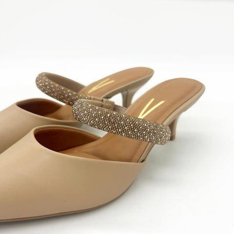 Mule Scarpin Vizzano 1122-886 Salto Baixo Bico Fino Bege