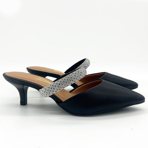 Mule Scarpin Vizzano 1122-886 Salto Baixo Bico Fino Preto