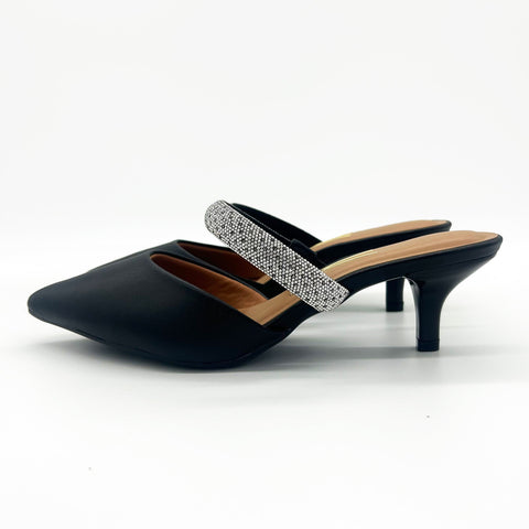 Mule Scarpin Vizzano 1122-886 Salto Baixo Bico Fino Preto