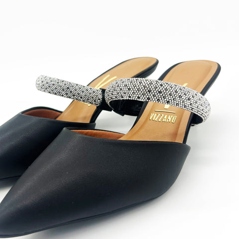 Mule Scarpin Vizzano 1122-886 Salto Baixo Bico Fino Preto