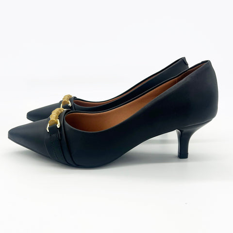 Scarpin Vizzano 1122-887 Salto Baixo Bico Fino Preto