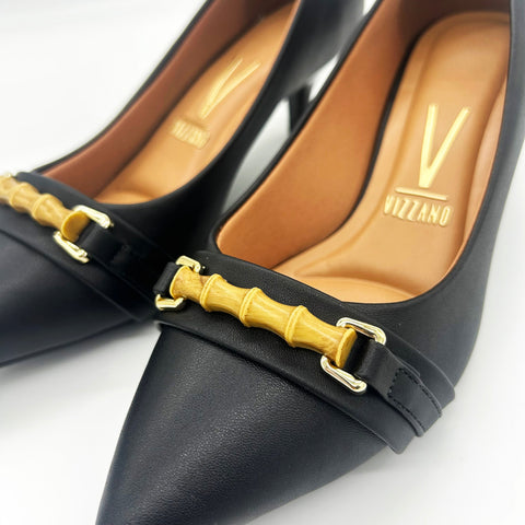 Scarpin Vizzano 1122-887 Salto Baixo Bico Fino Preto