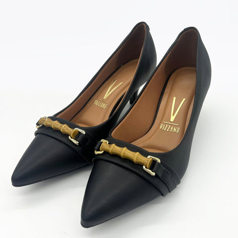 Scarpin Vizzano 1122-887 Salto Baixo Bico Fino Preto