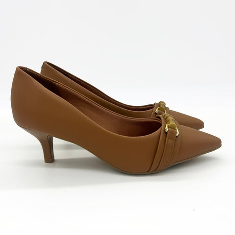 Scarpin Vizzano 1122-887 Salto Baixo Bico Fino Caramelo