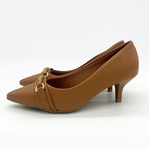Scarpin Vizzano 1122-887 Salto Baixo Bico Fino Caramelo