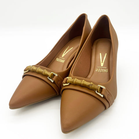 Scarpin Vizzano 1122-887 Salto Baixo Bico Fino Caramelo
