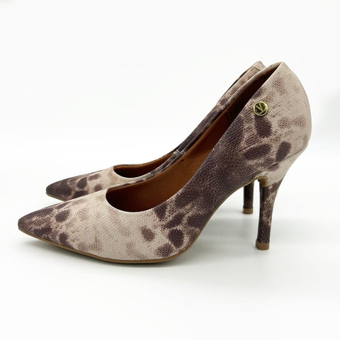 Scarpin Vizzano 1184-1501 Bico Fino Salto Alto Cobra Off White