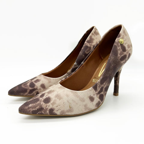 Scarpin Vizzano 1184-1501 Bico Fino Salto Alto Cobra Off White