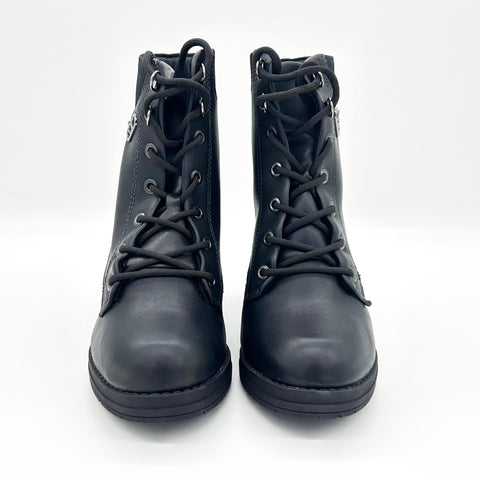 Bota Cano Curto Beira Rio 9088-103 Salto Bloco com Cadarço Preta