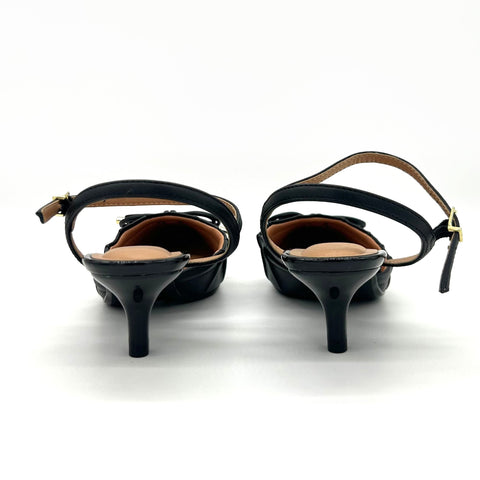 Scarpin Slingback Vizzano 1122-829 Salto Baixo Bico Fino com Laço Preto