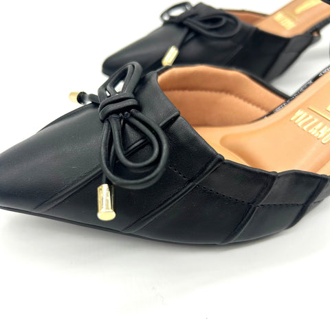 Scarpin Slingback Vizzano 1122-829 Salto Baixo Bico Fino com Laço Preto