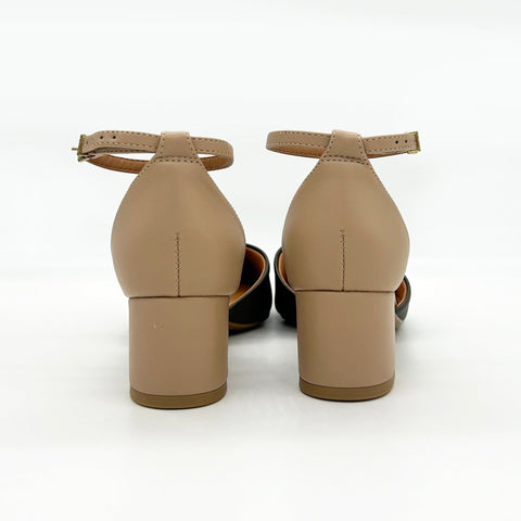 Scarpin Vizzano 1220-317 salto bloco com tira no tornozelo Verde-oliva/Bege