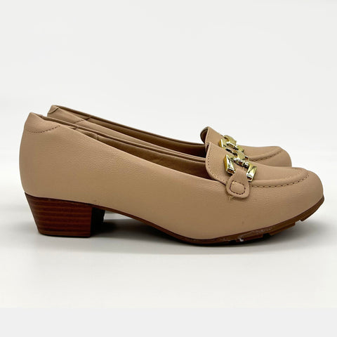 Mocassim Modare 7032-542 Salto Baixo Bege