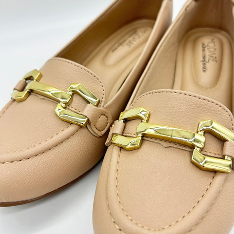 Mocassim Modare 7032-542 Salto Baixo Bege