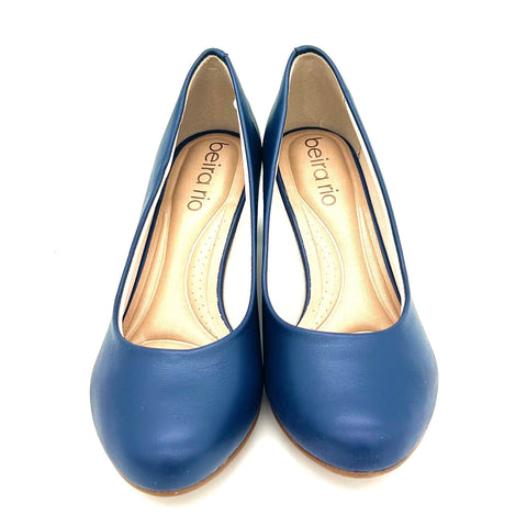 Scarpin Beira Rio 4777-409 Salto Baixo Napa Azul-marinho