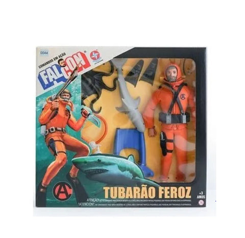 Estrela Falcon O Tubarão Feroz Shark Hunt Diver Toy Collectible Miniature Statue