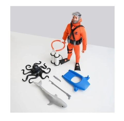 Estrela Falcon O Tubarão Feroz Shark Hunt Diver Toy Collectible Miniature Statue