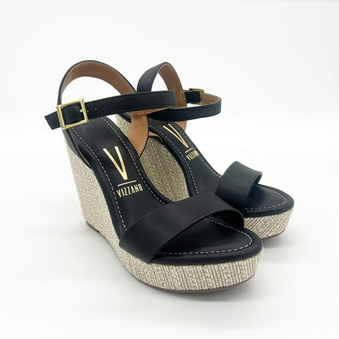 Sandália Anabela Vizzano 6283-2000 Rafia Preto Napa