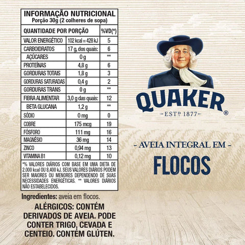 Quaker Aveia Em Flocos Regulares Caixa 450G Embalagem Econômica