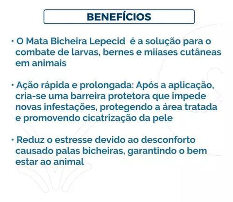 Spray Para Bicheira De Cachorro Prata Mata Bicheira Lepecid