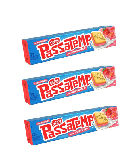 Biscoito Passatempo recheado morango 3x130G - MEUBRASILONLINE