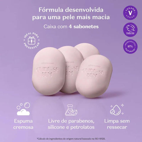 Boticário Sabonetes Cuide-se Bem Rosa e Algodão 4x80g Cada - MEUBRASILONLINE
