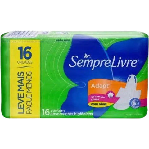 Sempre Livre Absorvente Adapt Cobertura Suave com abas 16 unidades