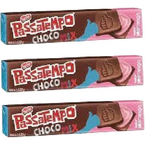 Nestlé Biscoito Passatempo Chocolate Recheio Morango Chocomix 3X 130g