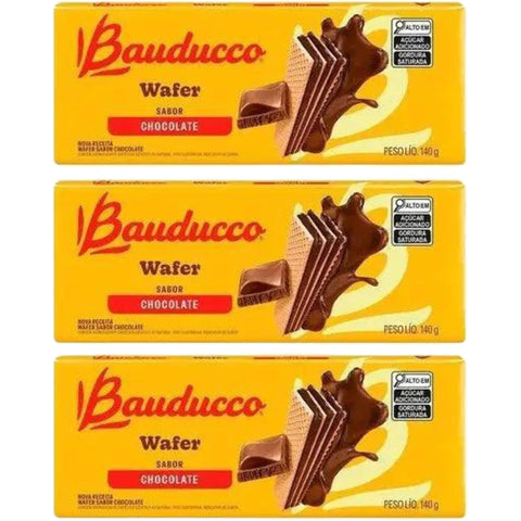 Bauducco Biscoito Wafer Recheio Chocolate 3x140g
