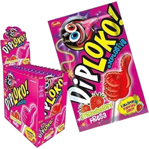 Dip Loko Pirulito sabor morango 15 unidades de 11g