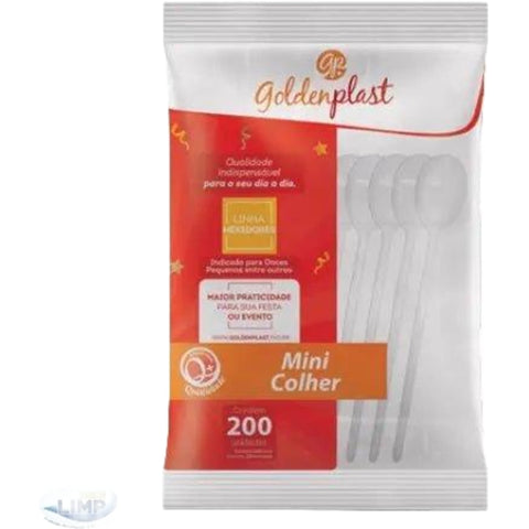 Goldenplast Mini Colher Biodegradável Cristal 200 unidades