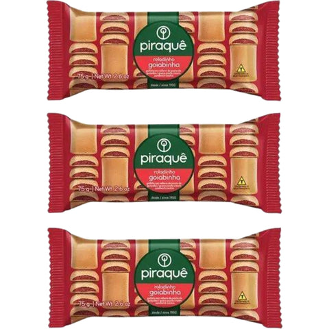 Piraquê Biscoito Roladinho De Goiaba 3x75g