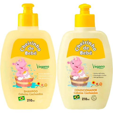 Cheirinho de Bebê Kit Cabelos Cacheados 210ml (Shampoo+Condicionador)