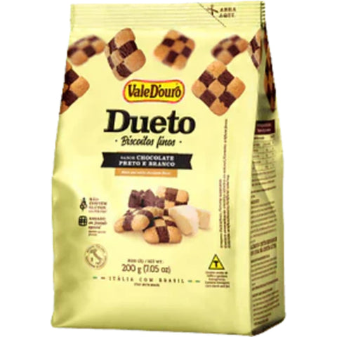 Vale D'Ouro Biscoitos Finos Dueto Sabor Chocolate Preto e Branco Xadrez 200g
