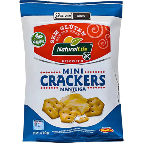 Natura Biscoito Mini Crackers Sabor Manteiga Vegano S/ GlútenlLife 70g