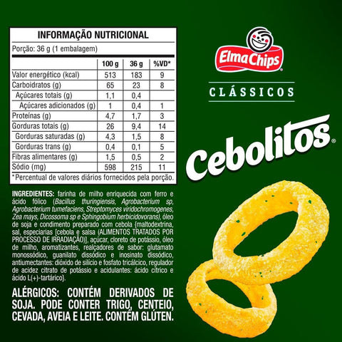 Salgadinho Cebolitos 36g - Elma Chips