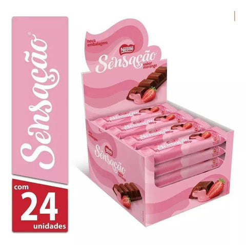 Chocolate Sensação Recheado Morango 24unid 38g Nestlé - MEUBRASILONLINE