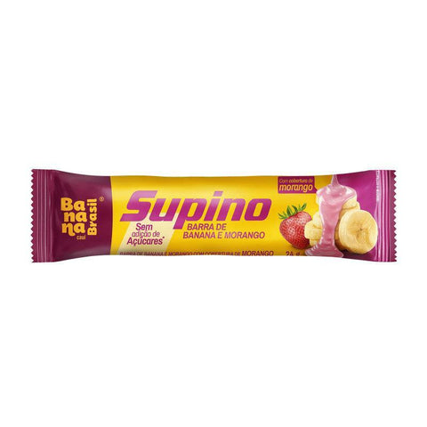 Banana Brasil Supino Zero - Banana e Morango - Caixa com 3un de 24g - MEUBRASILONLINE