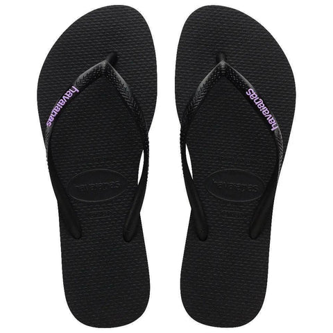 Havaianas Slim Logo Pop-Up Preto Lilas - MEUBRASILONLINE