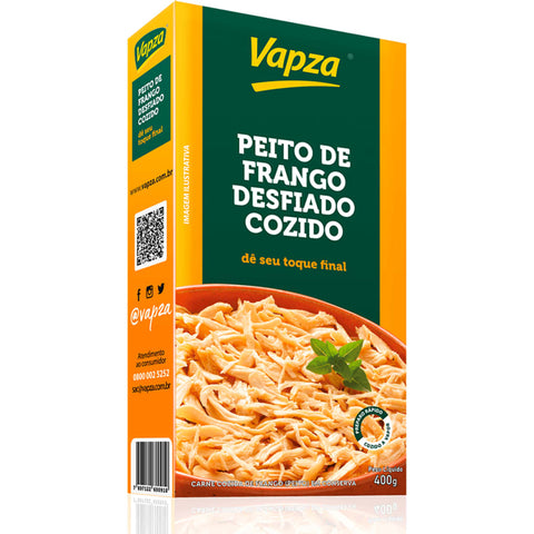 Vapza Peito de Frango Desfiado Caixa/Vácuo 400g Linha Dê Seu Toque