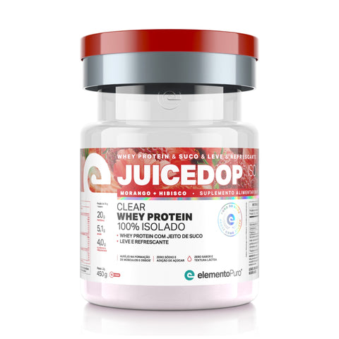 Whey Protein Isolado ElementoPuro Juicedop 450g Morango Hibisco