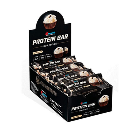 Growth Barra de Proteína Bar Chocolate Branco com Recheio Beijinho - 12un x 40g cada (480g)