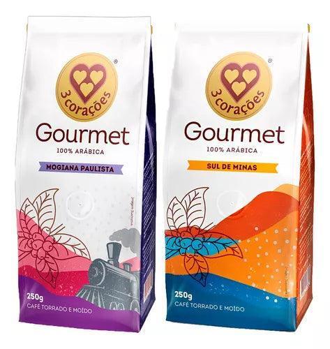 Kit café gourmet 3 corações: Sul de minas e Mogiana Paulista 500G - MEUBRASILONLINE