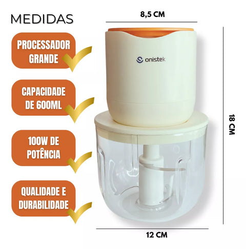 Processador Triturador Alho Mega Power Elétrico 600ml Grande