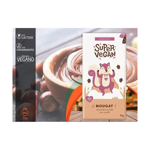Chocolate ao Leite Vegano Super Vegan Avelã e Nougat 95g
