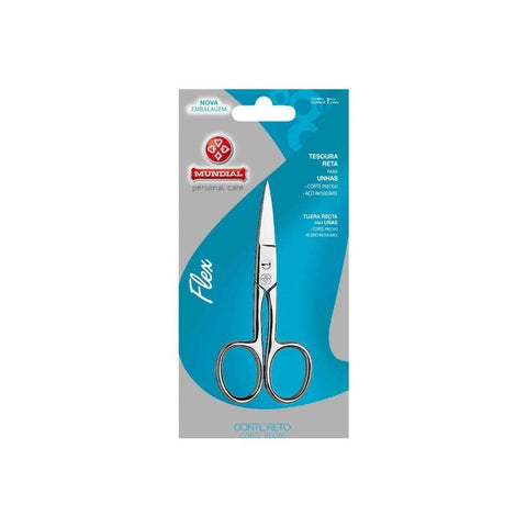 Tesoura Inox Para Unhas Flex Mundial Reta - MEUBRASILONLINE