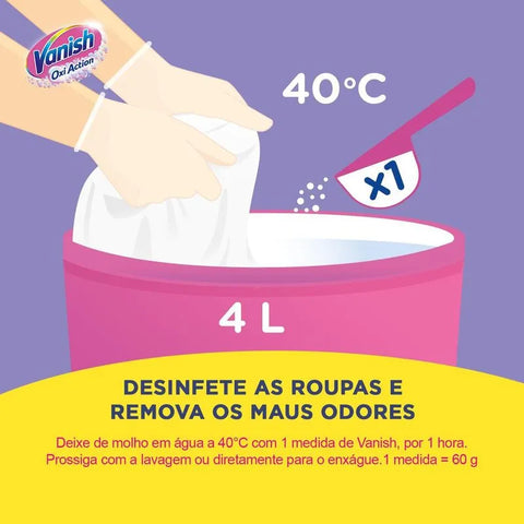 Tira manchas em Pó Branqueador Vanish Oxi Action Crystal White Pote 450 g