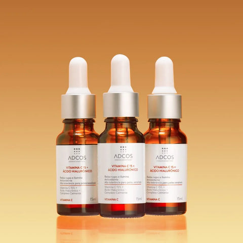Adcos Vitamina C 15 + Ácido Hialurônico - Sérum Anti-Idade - 15ml