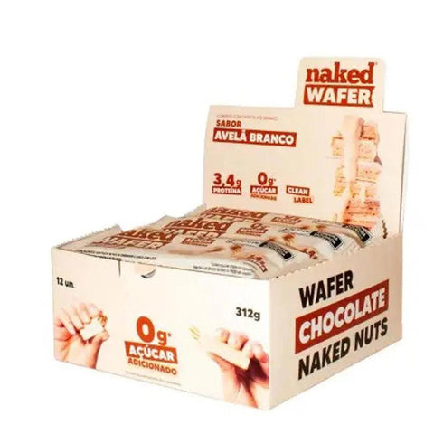 Wafer Avelã Branco com Proteína Naked Nuts (Cx 12un de 26g) - MEUBRASILONLINE